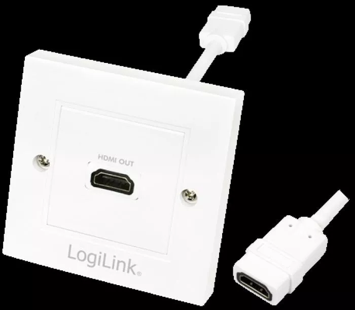 LogiLink HDMI-Wanddose Für 4K – Inkl. Adapterkabel, High Speed With Ethernet
