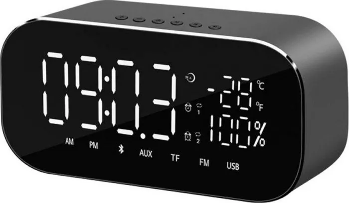 Radio ceas Akai ABTS-S2 cu BT radio FM carcasa aluminiu baterie 1800 mAh Negru — imaginea 3
