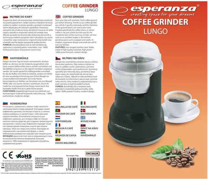 Râșniță Cafea Esperanza EKC002K 160W Negru — imaginea 5