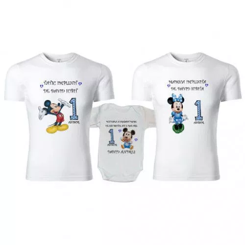 شمال الشفرة مسجل  Set familie 2 tricouri personalizate si 1 body bebe - Mickey M la CEL.ro