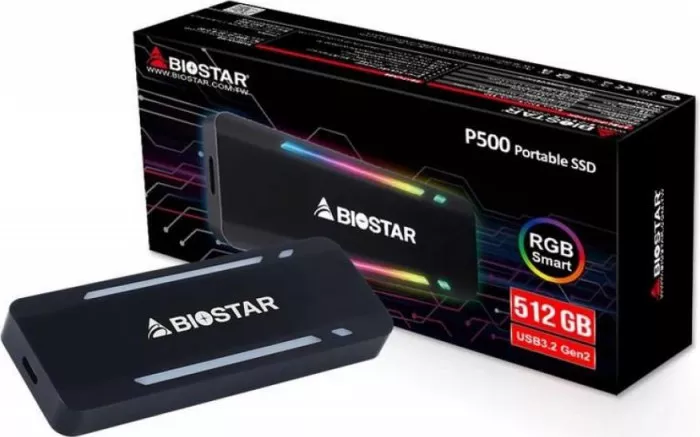 Biostar P500 Portable 512GB USB 3.2 Gen Type-C RGB Negru la CEL.ro