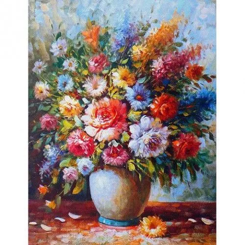 Apply Four Fifty Tablou Canvas Pictura Vaza cu flori 80 x 60 cm Rama lemn Multicolor la  CEL.ro