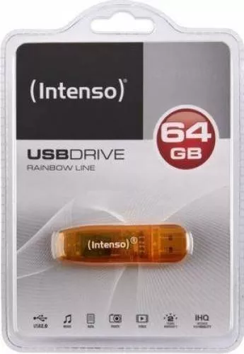 USB Flash Drive Intenso Rainbow Line 64GB USB 2.0 Portocaliu int3502490